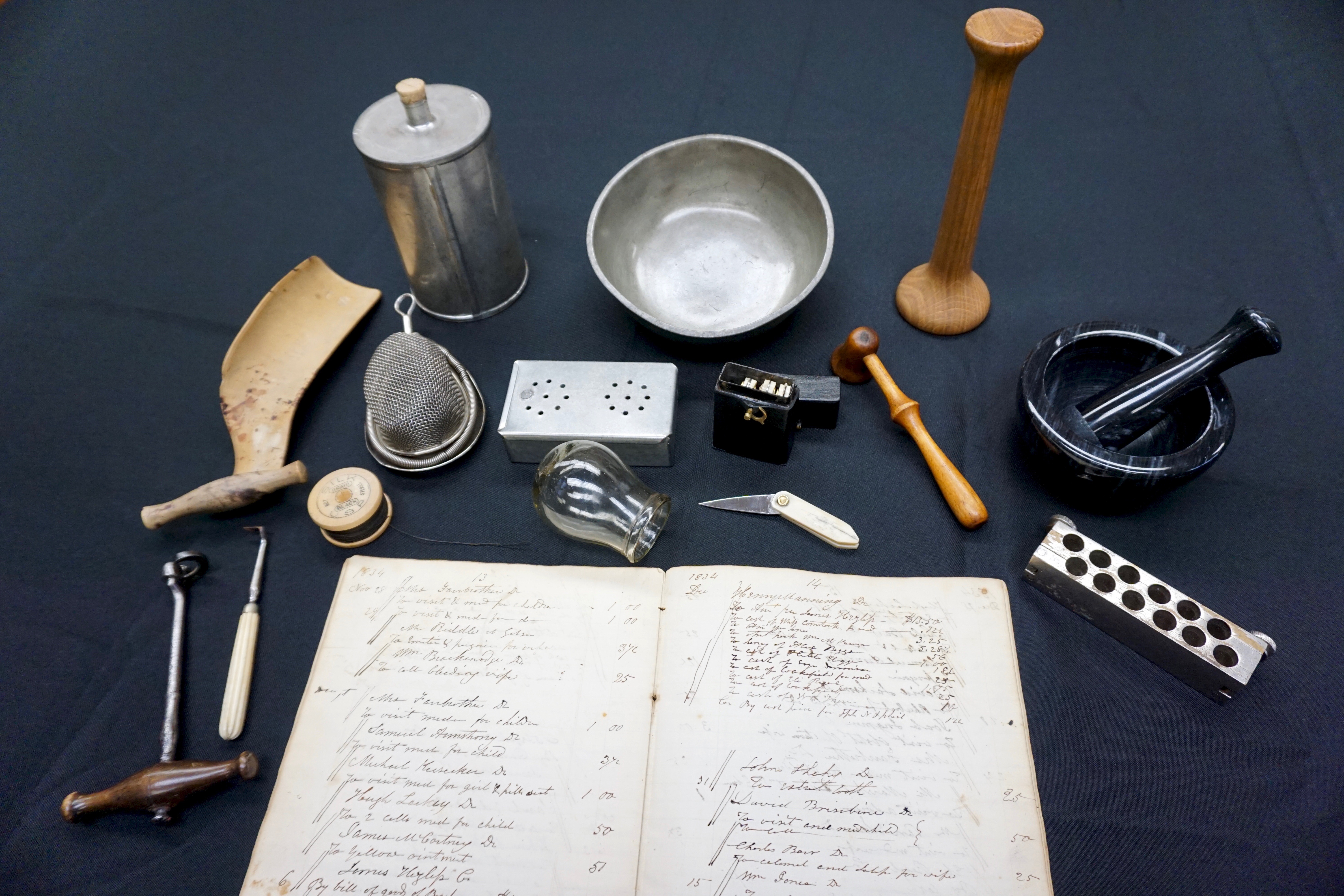 19th century medical tools used in suitcase tour